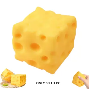 Cheese Squeeze Toy, Soft Novelty Toy, Rebounding Sensory, Help for Relax Focus, Stress Relief Fidgeting, Sensory Cheese for Teens & Adults, Stress Balls