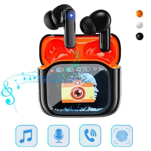 Wireless Noise-Cancelling Earbuds with Full-Color LCD Touchscreen Charging Case, HiFi Sound, Remote Mobile Photo Capture, Fast Charging, 3 Color Options, 7 EQ Modes, Ideal for Workouts