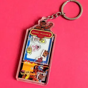 Fazbears Pizza Freddy Shake Fun Acrylic Keychain, Five Nights at Freddys Fandom Holographic Charm, Cute Collectible Game Accessory for Bags Backpacks and Keys, FNAF Merchandise, Gift for Fans
