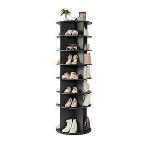 VEVOR 7 Tiers Rotating Shoe Rack Tower, 360 Spinning Shoe Rack, Revolving Storage Round Carousel Display, Freestanding Lazy Susan Organizer Display for Bedroom, Living Room, Entryway, Closet, Black