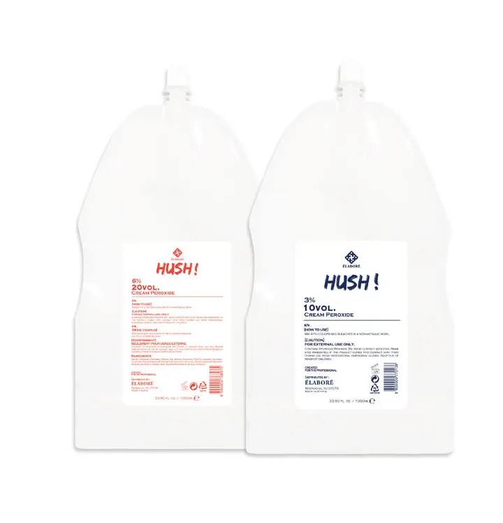 Elabore HUSH! 3% 10Vol Mild Gentle Haircare Keratin Lightening Cream Peroxide, 33.80 fl.oz/1000 ml, 1000Ml