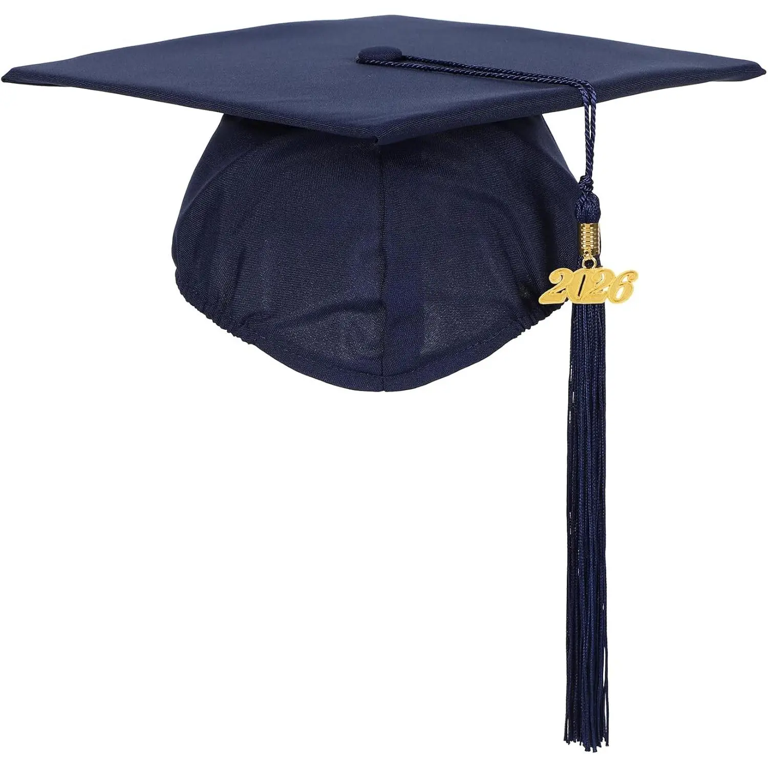 Unisex Adjustable Band Matte Graduation Cap - Synthetic Polyester Comfortable Fashion Hat Accessory with Year Charm Tassel for High School Graduates, Ceremony Use, Accessories, Commencement