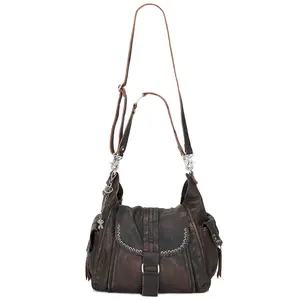 Free People Wtf Leigh Distressed Hobo Bag in Butter Yellow