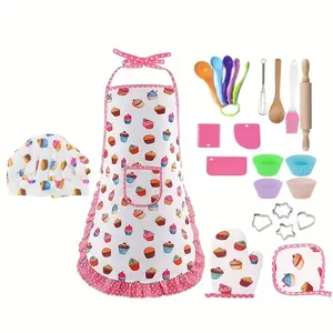 Kitchen Apron Set, Role Play Cooking Toy, Boy and Girl Christmas Gift, Birthday Present, Random Color Accessories
