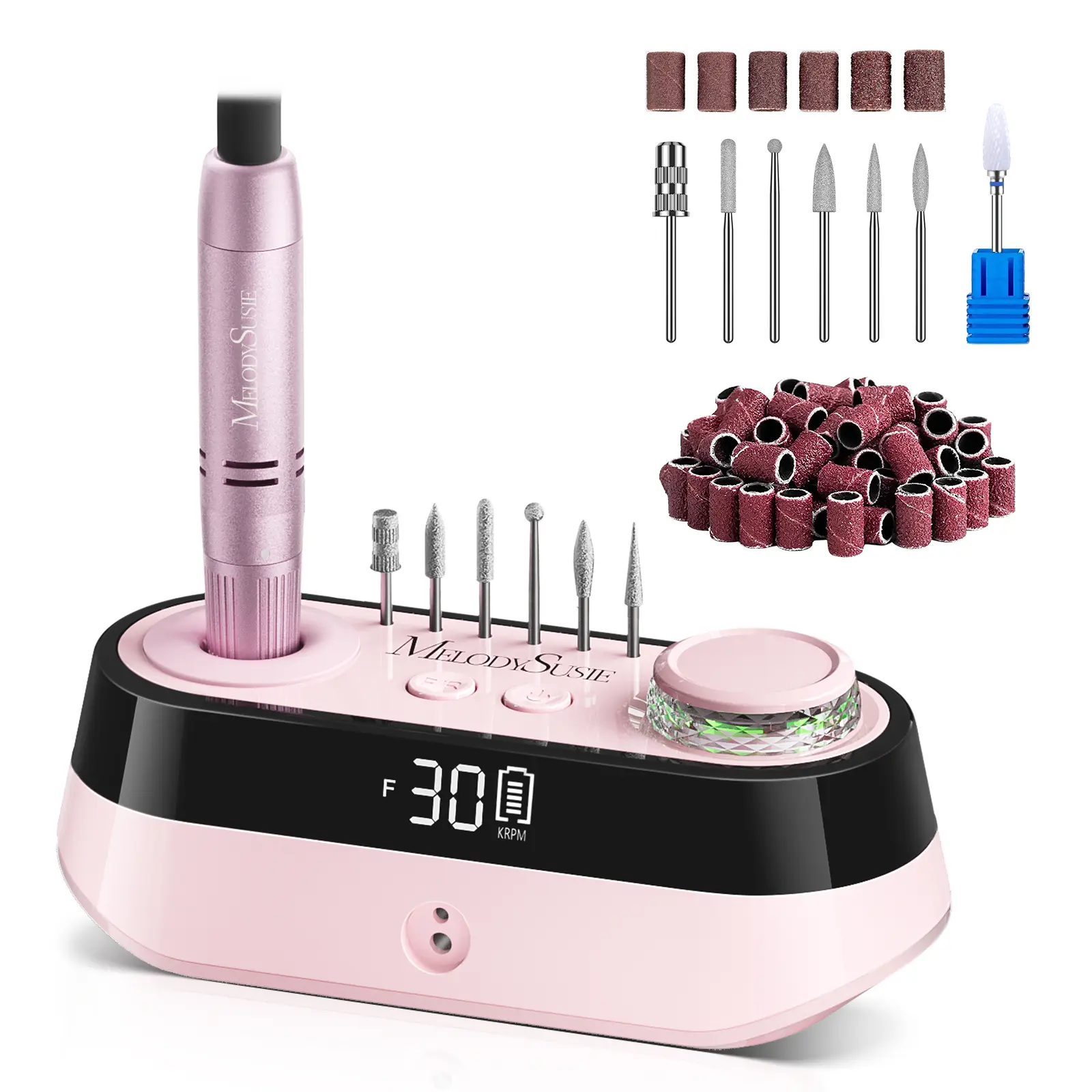 SC320A Desktop Multifunctional Rechargeable Nail Drill 30,000RPM with Elegant Design for All Manicure Shaping & Gel Removal, Ideal for Nail Artists & Home Use