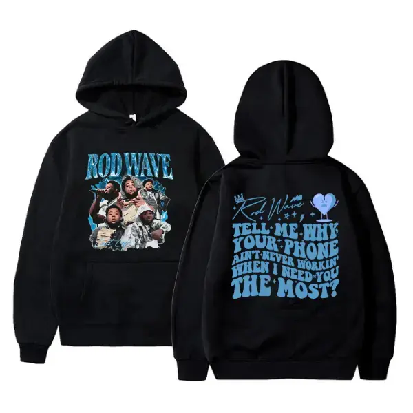 Vintage Rod Wave Heart On Ice Lyric White Hoodie Tell Me Why Your Phone Aint Never Workin Bootleg Rap Graphic Pullover Y2K Hip Hop Merch Streetwear Boxy Fit Sweatshirt Fan Gift Top
