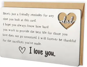 Thank You Dad Engraved Wallet Card Inserts High-Quality Stainless Steel Credit Card Size  for Father's Day Birthday Christmas from Daughter Son