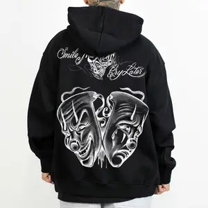 Smile Now Cry Later Mexican Clothing Chicano Style Cholo Vatos Gangster Clothing  Hoodie Oversized Fabric Menswear