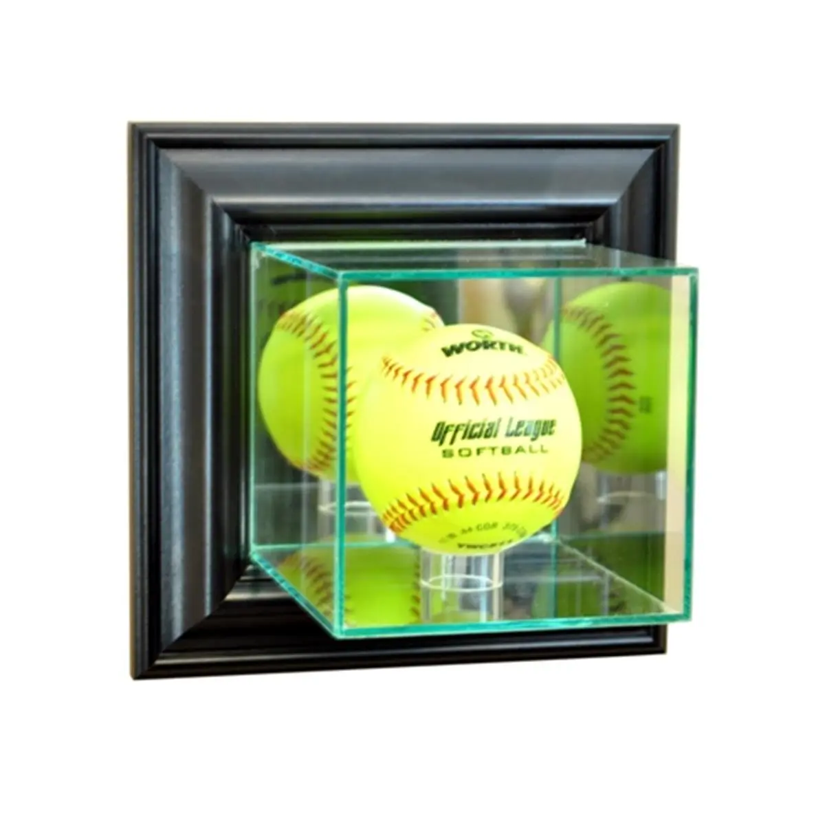 212 MAIN Black Wall-Mounted Softball Display Case - Sports Collectible Accessory, Sportsball Memorabilia Storage Solution