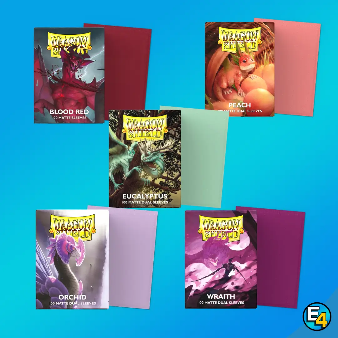 Dragon Shield 100 Matte Sleeves (Eucalyptus,Blood Red, Wraith, Peach, Orchid)