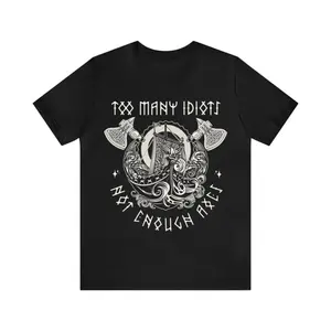 Men's Norse Viking Cotton Knit Crew Neck Short Sleeve T-Shirt - Adult All-Seasons Casual Sports Top, Breathable Cotton Fabric, Norse Mythology Warrior Valhalla Statement, Streetwear Essential