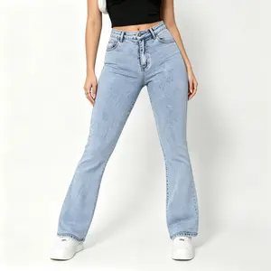 Women's Curvy High-Waist Elastic Flare Jeans - Slim Fit, Fashionable Elegant Comfort Design Women Classic Skinny Jean