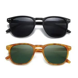 ZENOTTIC 2 Pack Unisex Polarized Sunglasses Classic Round & Square Frame UV400 Protection Matte Black & Tortoise Shell Seaside Holiday Gift