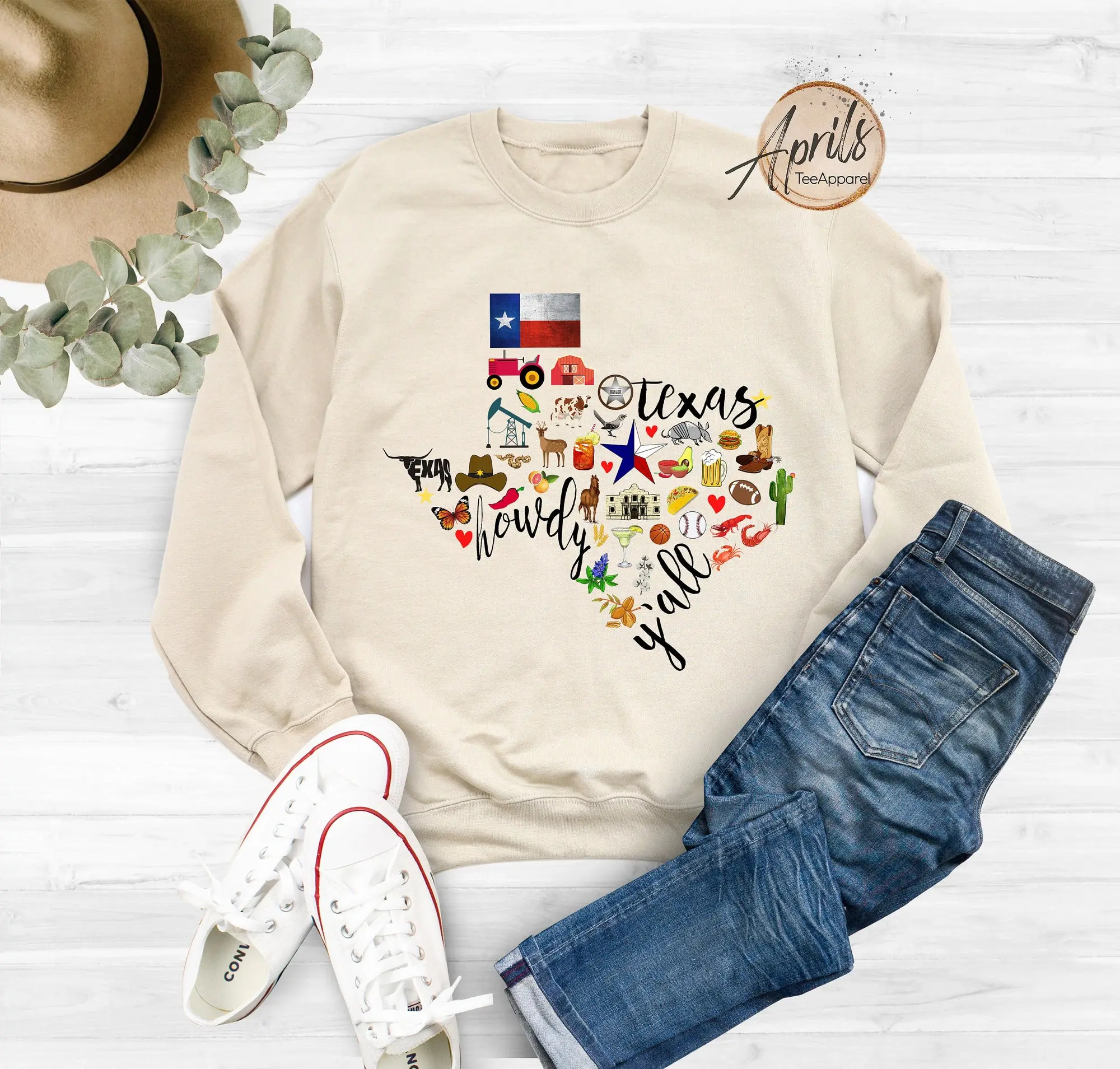 Texas Sweatshirt, Texas Hoodie, Texas State Sweatshirt, Texas Gift, Texas Trip Hoodie, Texas Favorites Gift Cotton Fabric