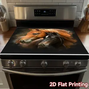 Horse pattern rubber stove protective cover - heat-resistant, anti slip, absorbent, easy to clean, oven mat, refrigerator mat, kitchen stove cover, suitable for surface protection of ovens, washing machines and appliances