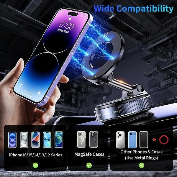 Magnetic phone holder, adjustable suction cup rotation lock, mechanical sound feedback, multi-functional for home/desktop/car use, supports MagSafe, foldable, suitable for MagSafe iPhone, Google, Samsung and other devices Magnetic phone holder, adjustable suction cup rotation lock, mechanical sound feedback, multi-functional for home/desktop/car use, supports MagSafe, foldable, suitable for MagSafe iPhone, Google, Samsung and other devices
