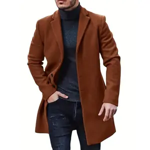 Men’s Retro Trench Coat, Semi-Formal Warm Single-Breasted Overcoat for Autumn/Winter Business