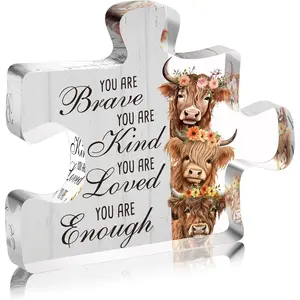 Inspirational Highland Cow Acrylic Sign Decorative Plaque, Positive Gift for Women, Motivational Wall Art for Home Office, Unique Present for Friends