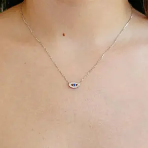 Sapphire Evil Eye Protection Sterling Silver Necklace