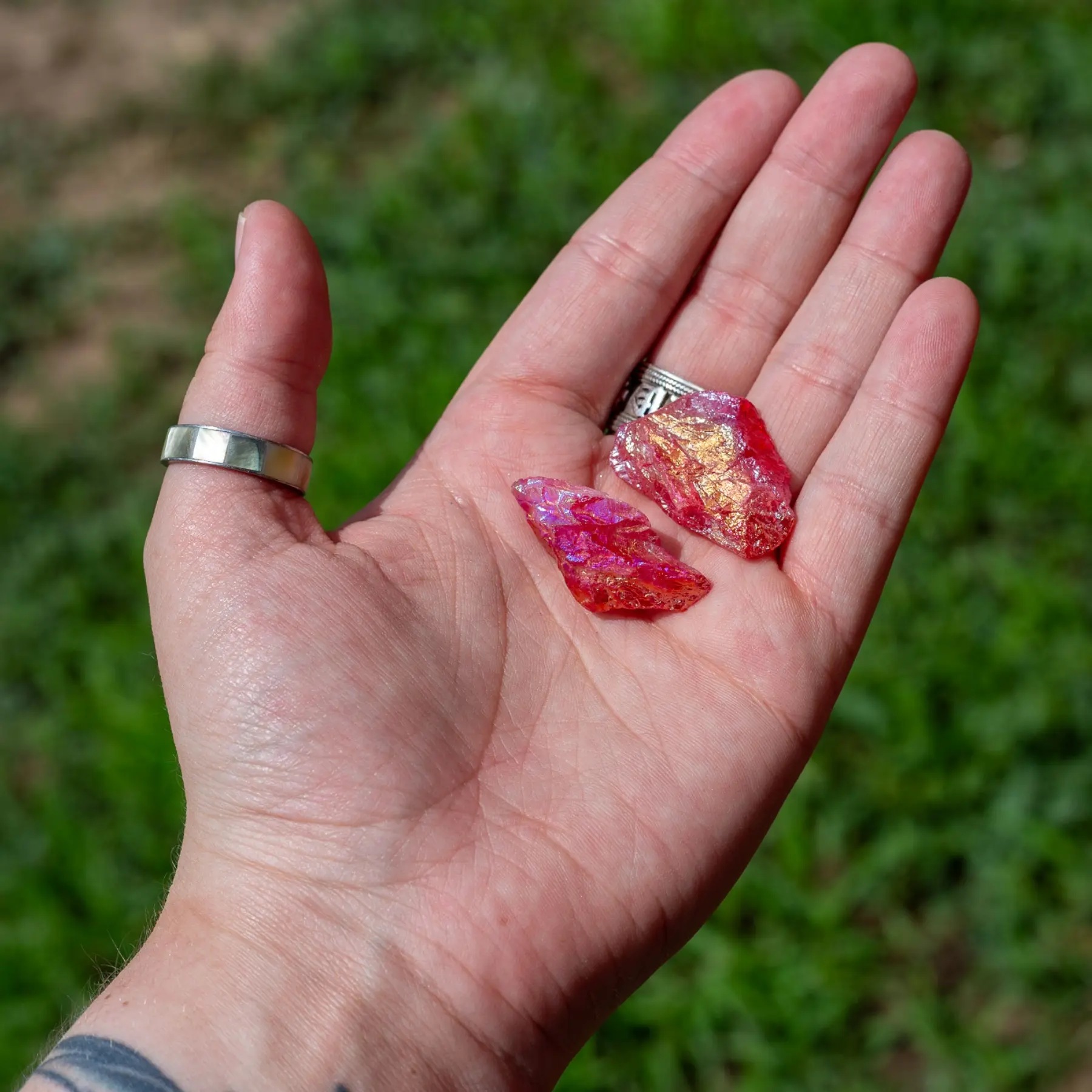 Down to Earth Cherry Aura Quartz Raw, Rough Heat Treated Crystals for Metaphysical Healing - Natural Healing Crystals for Spiritual Use