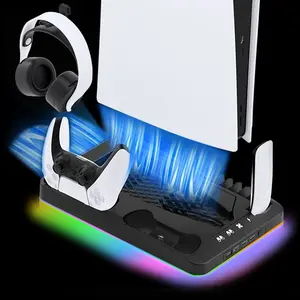 Dual PS5 Controller Charging Station with Cooling Fan & 3 Port USB Dual PS5 Controller Charging Station with Cooling Fan & 3 Port USB