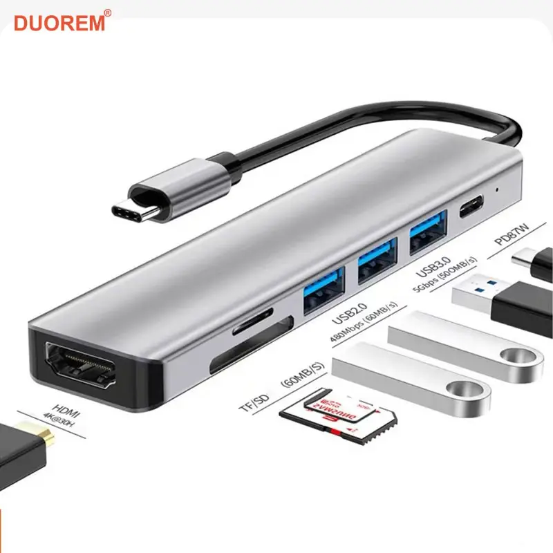 3.0 Type-C to Hdtv HUB, 100w Power Output, 3 USB 3.0 Ports, SD/TF Card Reader, Compatible with Android, Macbook, S23, Xps 17, Usb Hub For Pc, Portable USB Hub, USB Hubs