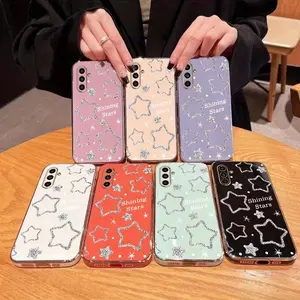Star Pattern Phone Case, Anti-slip Phone Protective Cover, Phone Accessory Protector Compatible with Samsung Galaxy A04S A05S A06 A13 A14 A15 A16 A24 A25 A34 A35 A52 A52S A53 A54 A55 S22 S23 S24 Plus Ultra FE Series, Casing, Cellphone, Smartphone