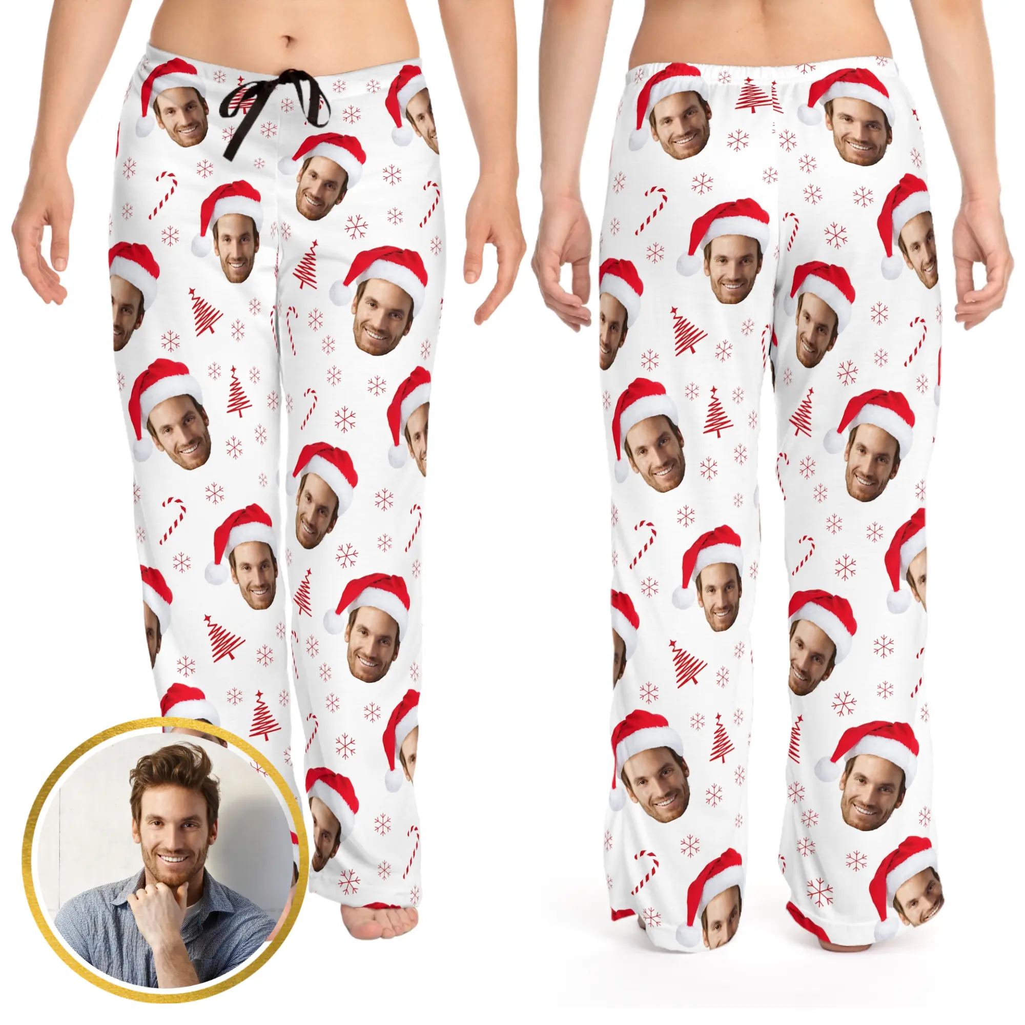 Custom Christmas Photo Pajama Pants - Personalized With Your Own Photo! Customized Nightwear Soft Fabric Loungewear Womenswear