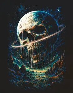 Halftone Skull Design for Black Fabric Ready to Press Heat Transfer DTF Transfer Direct to Film 300-320°F Firm Press Settings