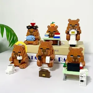 500pcs Capybara Building Blocks Bricks, Adult High-End Healing Water Vole Animal 3D Puzzle Model, DIY Creative Decoration, Stress Relief Toy