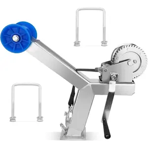 Garvee Boat Trailer Winch Post with 1200LB Winch, Adjustable Stand for 3x4 Drawbar, Foldable Roller & U-Bolt Mount, Compatible with Jet Ski and Fishing Boat Trailers