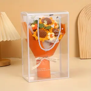 Sunflower artificial bouquet with gift box, Decorative, large plastic autumn themed flower arrangement with orange-white-yellow flowers, for home decoration, valentine's Day, Thanksgiving, Father's Day the perfect gift for her/girlfriend/wif