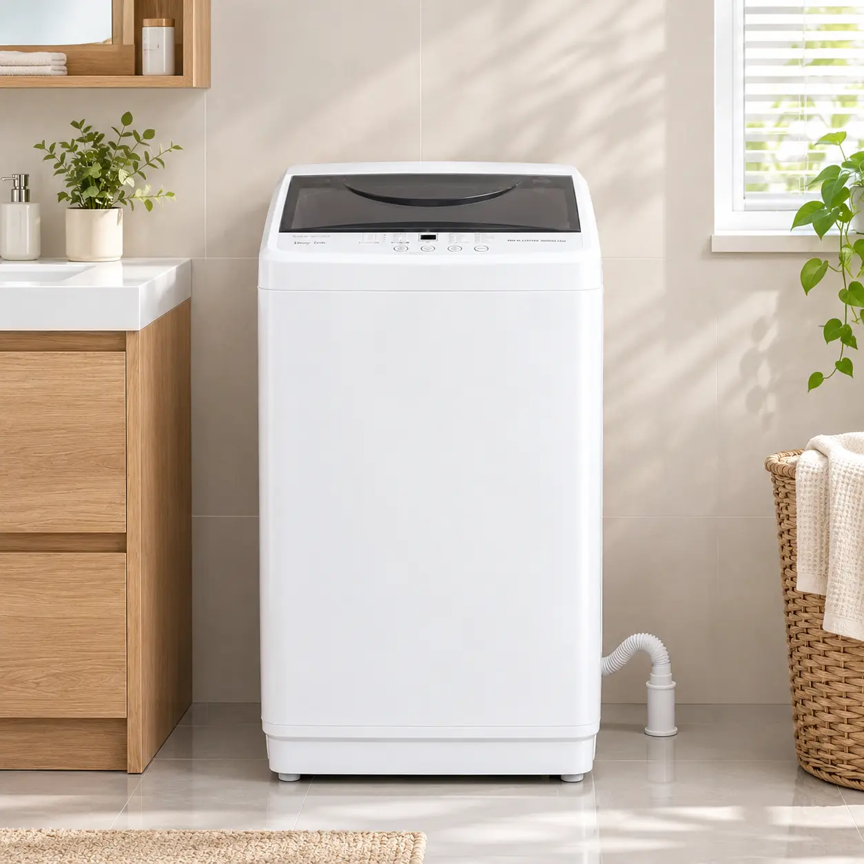 Portable Washing Machine, 7.7 lbs Full-Automatic Compact Laundry Washer, Stainless Steel Drum, 10 Wash Cycles, Auto-Balance Detection, LED Display, Mini Washer for Home, Apartment, Dorm, Multifunction Washing Machine