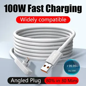 90 Degree Bent Fast Charging Cable, Pd100w Max, 6a Silicone, USB-C to Type-C, Compatible with iPhone, Switch, Macbook, iPad, Xiaomi, Samsung, Huawei