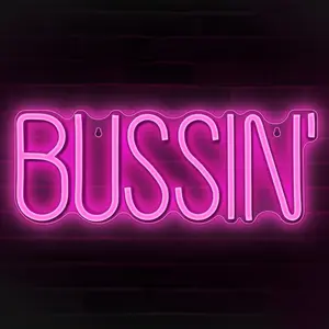 Bussin Neon Sign - Meme Bussin Pink Led Neon Lights for Gamers/Streamers/Influencers – Cool Trendy Pink Led Signs with On/Off Switch for Wall, Bedroom, Game Room Decor - 16.9 x 6.5-inch