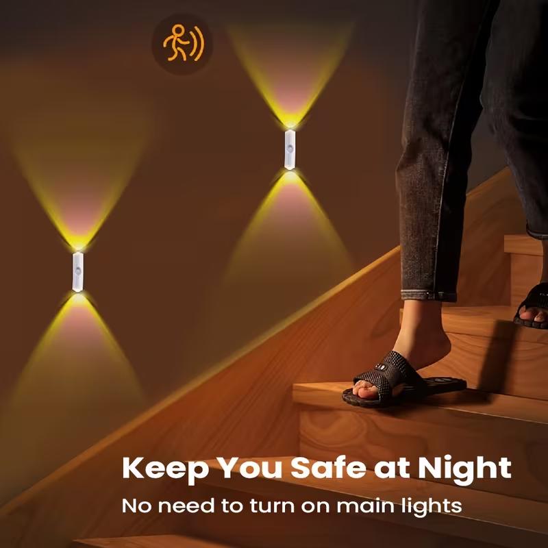 【3/4Pack USB Rechargeable LED Night Light RGB Gradient Ambient Lighting with Motion Sensor】Dimmable Wall Lamp, Magnetic Base & Cat-Eye Design, Perfect for Home Decor, Bedroom, Stairs, Hallway & Entryway, Ambient Lighting, Modern Lighting