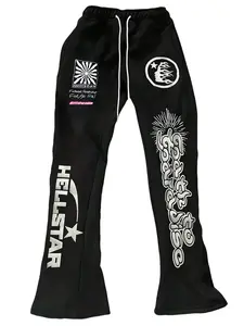 Men's Street Trendy Graffiti Hip Hop Long Pants Unique Design Comfortable Fit Black Color Versatile Casual Unisex Couple Style