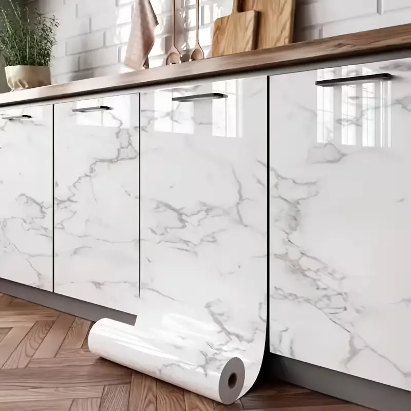 Renter-Friendly Simulation Wallpaper - 60cm x 1000cm Waterproof, Oil-Proof Stick-On Home Improvement Building Supply, Adds Elegance to Bathroom & Living Room Accent Walls, Easy Maintenance