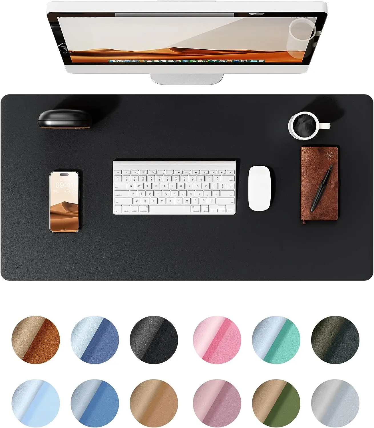 Leather Desk Pad Protector, Office Desk Mat Non-Slip Waterproof Mousepad 23.6" x 13.8"