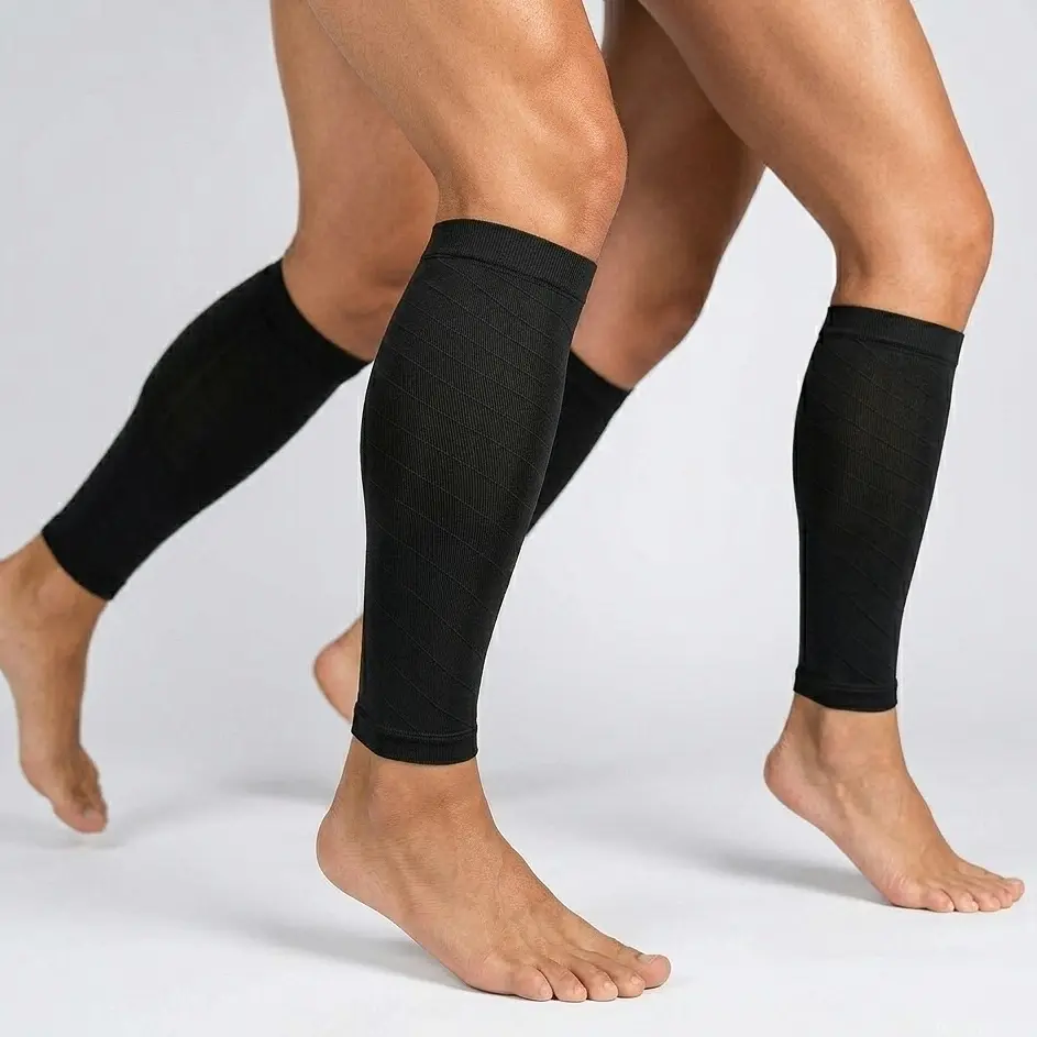 2-Pair Footless Calf Compression Sleeves (20-25mmHg) for Men & Women, Leg Compression Wraps, Leg Protector for Running Support & Shin Splints Relief, Compression Wraps For Legs Healthcare Stretch