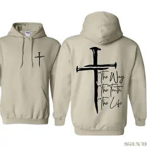 Faith Over Fear Cross and Flag Hoodie – Patriotic Christian Message, American Flag Graphic Hoodie, Religious USA Style