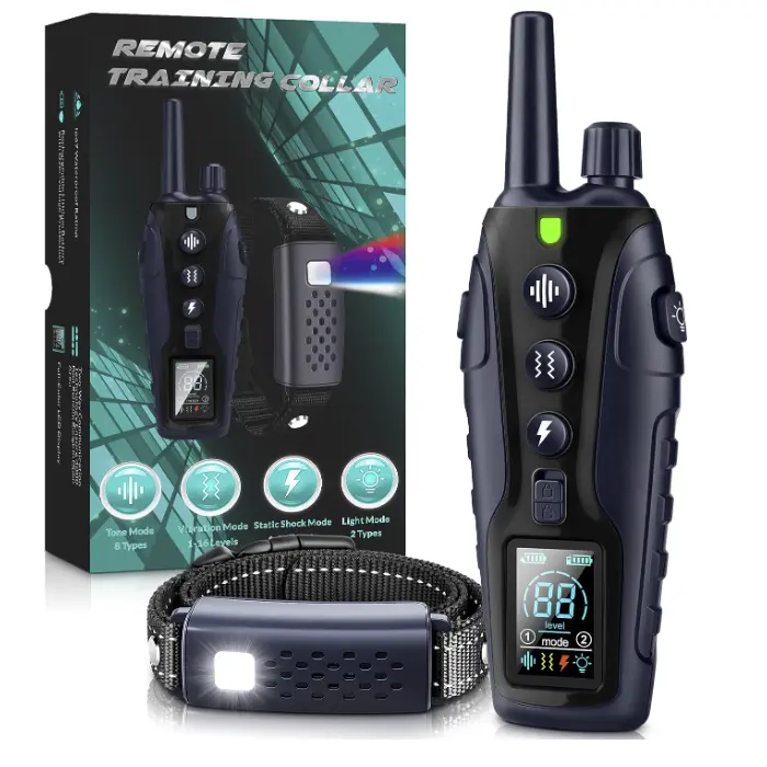 TQT Dog Training Collar - Remote Control 4000FT, 4 Training Modes, IPX7 Waterproof, Rechargeable E-Collar with Flash Light