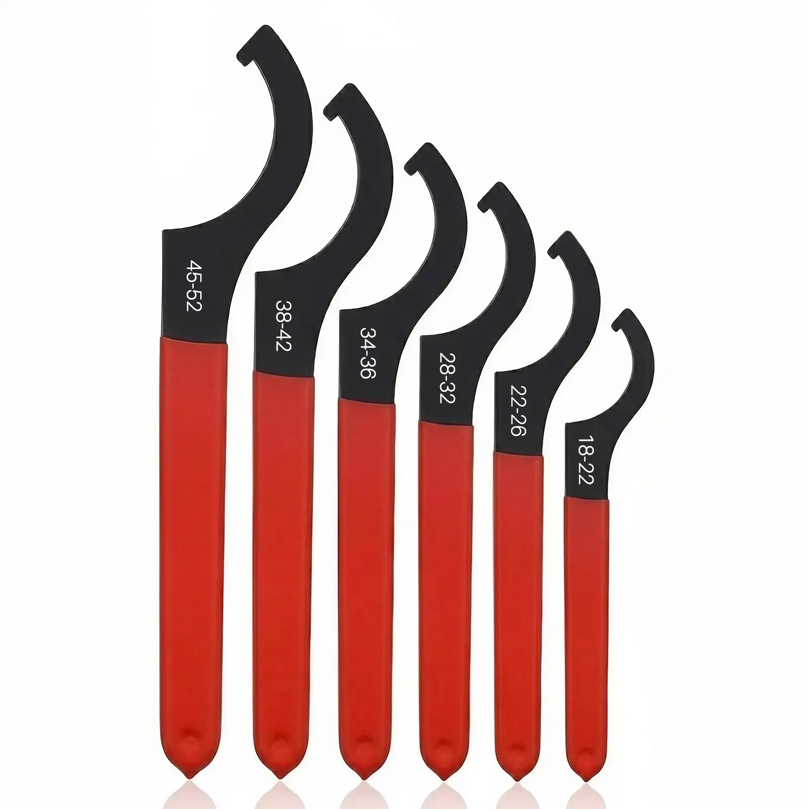 Mechanic’s 6-Piece Carbon Steel Coilover Spanner Wrench Set - Adjustable C-Shape Shock Hook Wrench for Lock Rings, mm Adjustment, Tools for Mechanics, Hand Tool Applications, Millimeters, Multi-Size