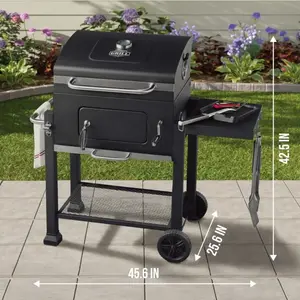 Charcoal Grill, 24 Inch Heavy Duty Charcoal Grill with Wheels, Black