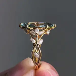 1pcs retro Wedding Leaf Engagement Rings For Marquise band ladies Cut Birthday crystal graceful Bridal Proposal Luxury gemstone Floral Gift band Gift resizable
