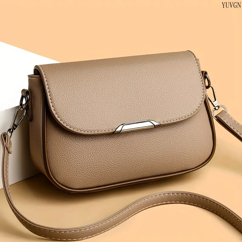 Women's Plain Flip-Top Flap Crossbody Purse - Minimalist Hardware Decor Crossbody Bags for Women, Sporty Chic Gym Accessory for Daily Commute & Essentials Storage