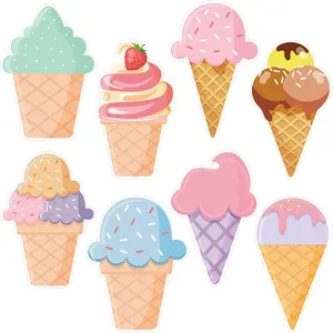 40PCS Summer Ice Cream Cutouts Paper Cut-Outs Nameplates for School Classroom Home Birthday Party Bulletin Board Decoration