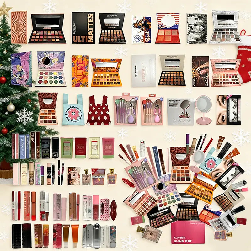 25-Piece Makeup Kit, Aesthetic Cosmetic Gift Set for Women & Beginners with Chrome Shimmer Crocodile Eyeshadow Palette, Glossy Lip Gloss & Eyeliner Pens