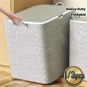 1/3PCS, Large Capacity Clothes Storage Box, Foldable Fabric Organizer Basket, Durable Storage Organizer, Space Saving Design, Easy Clean, Ideal for Closet & Moving
