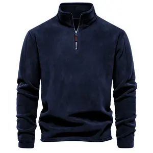 HOMUG New Men’s Stand-Up Collar Half-Zip Long-Sleeved Hoodie, Men’s Fleece Jacket with Stand-Up Collar Design and Long Sleeves, Suitable for Wearing in Autumn and Winter Seasons.